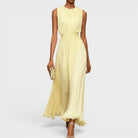 Abito midi Charlotte in chiffon giallo | Bella di Roma