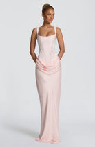 Vestito maxi bodycon Indy rosa chiaro Bella di Roma – vista frontale