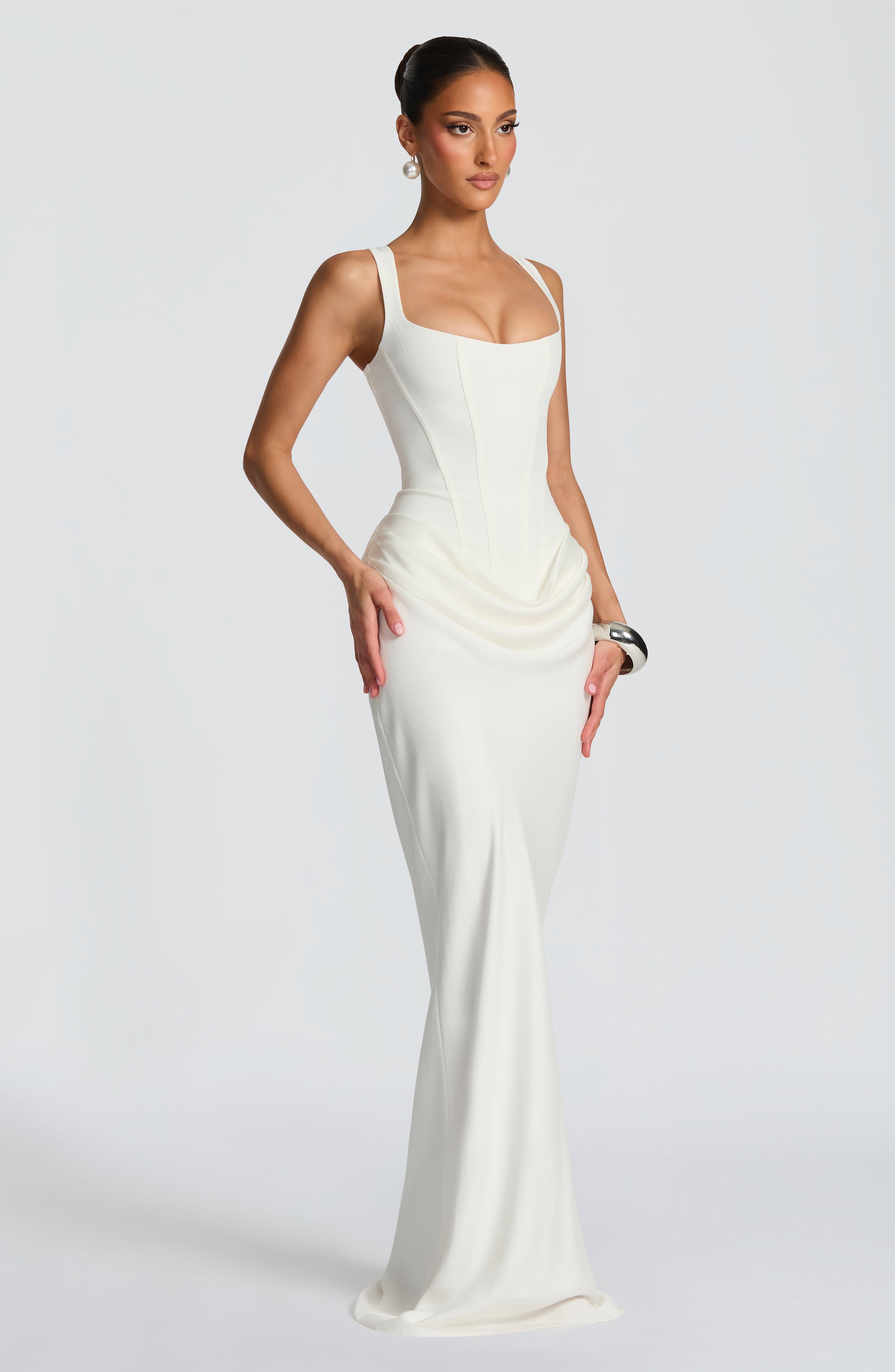 Vestito maxi bodycon Indy avorio Bella di Roma – silhouette elegante