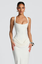 Vestito maxi bodycon Indy avorio Bella di Roma – vista laterale