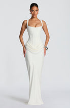 Vestito maxi bodycon Indy avorio Bella di Roma – vista frontale