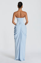 Abito maxi Lois corsetto blu chiaro Bella di Roma – silhouette elegante
