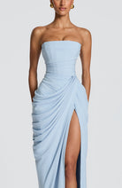 Abito maxi Lois corsetto blu chiaro Bella di Roma – vista laterale