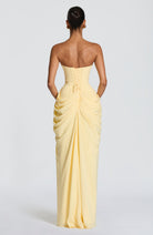 Abito maxi Lois corsetto limone Bella di Roma – silhouette scultorea