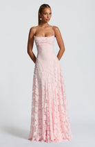 Abito maxi Elise Gingham rosa Bella di Roma – vista frontale