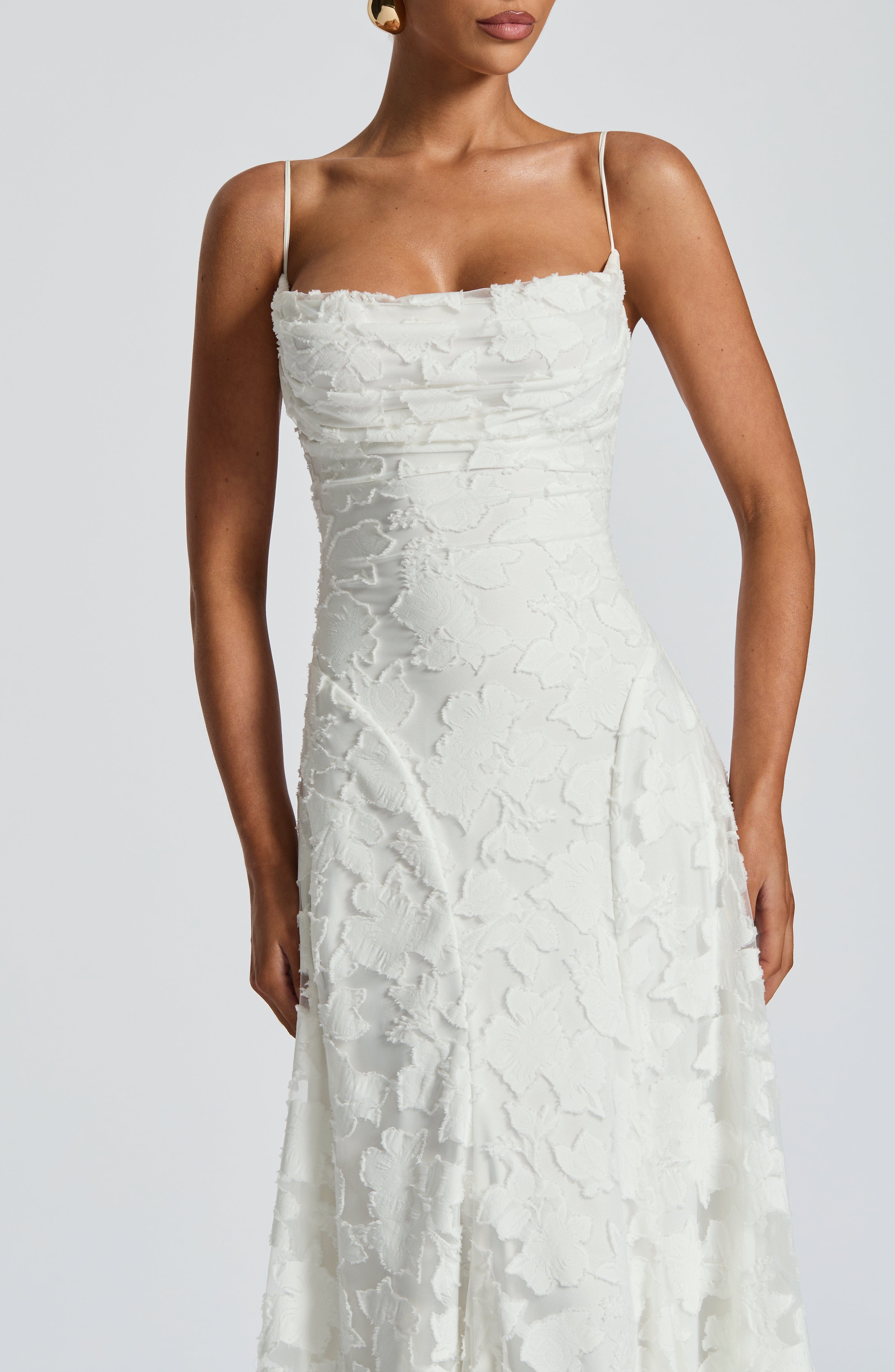 Abito maxi Elise Gingham avorio Bella di Roma – silhouette elegante