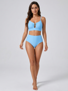 Bikini a vita alta con zip frontale Azzurro – vista laterale | Bella di Roma