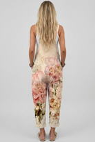 Salopette Primaverile Floreale Beige – vista posteriore intera | Bella di Roma