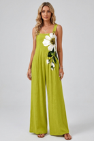 Salopette Verde Lime con Stampa Floreale - Vista Frontale