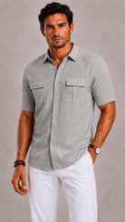 Camicia Uomo a Maniche Corte con Doppie Tasche sul Petto | Bella di Roma