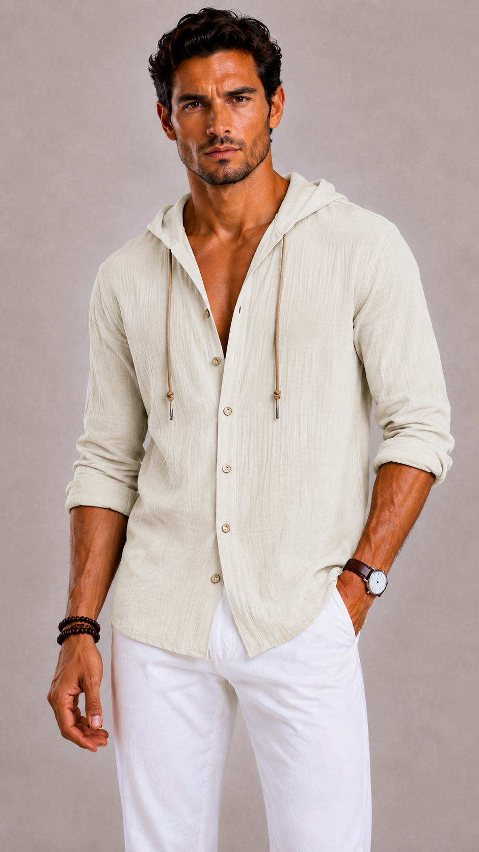 Camicia Uomo con Cappuccio e Coulisse | Bella di Roma
