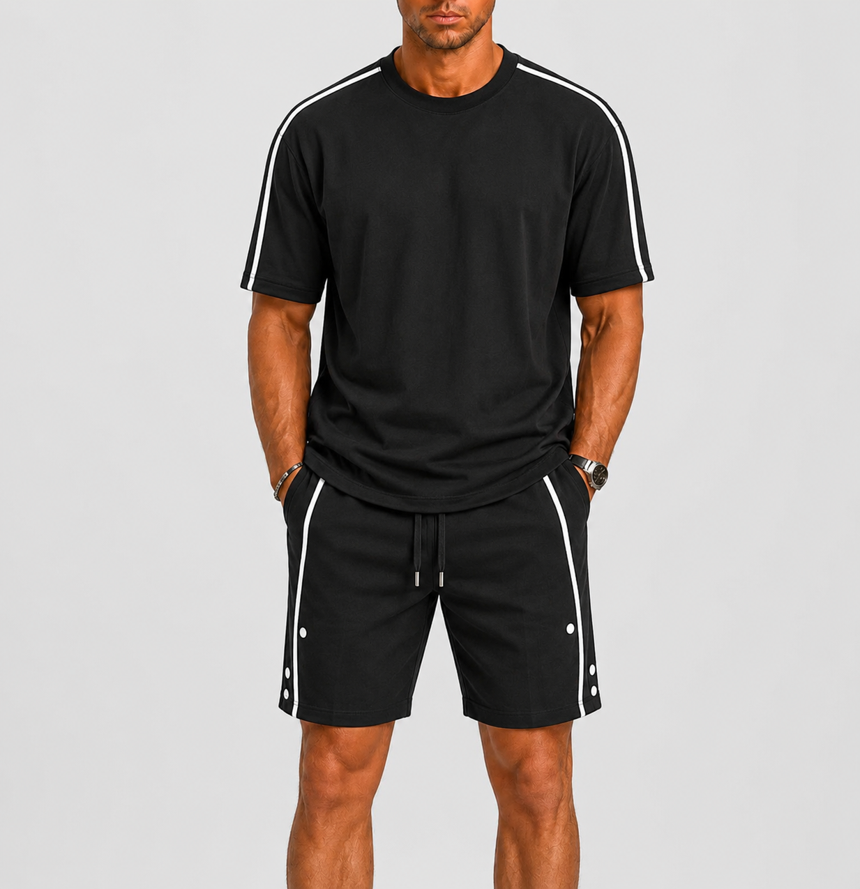 Completo estivo uomo con t-shirt oversize e pantaloni corti | Bella di Roma