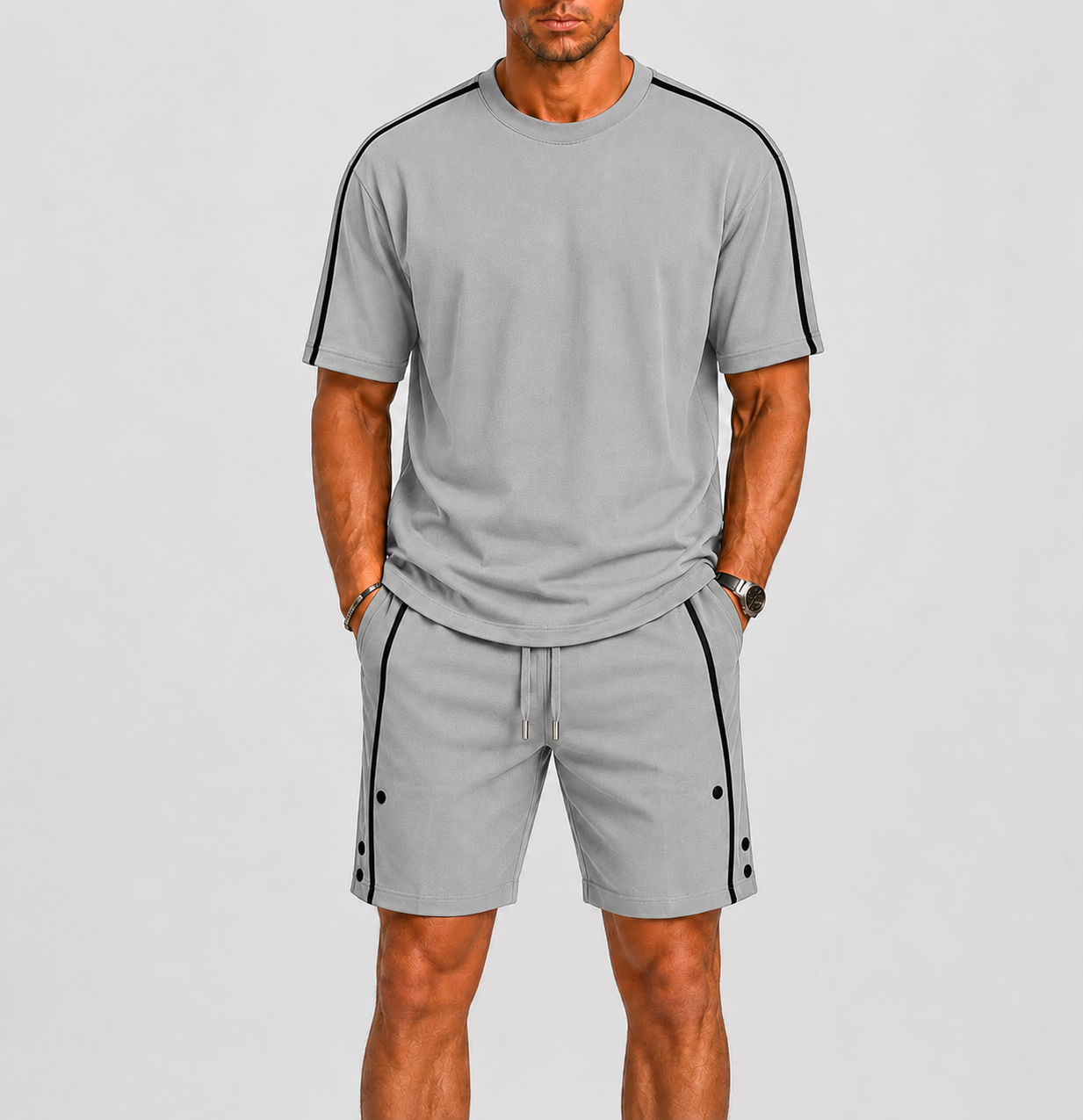 Completo estivo uomo con t-shirt oversize – vista frontale | Bella di Roma