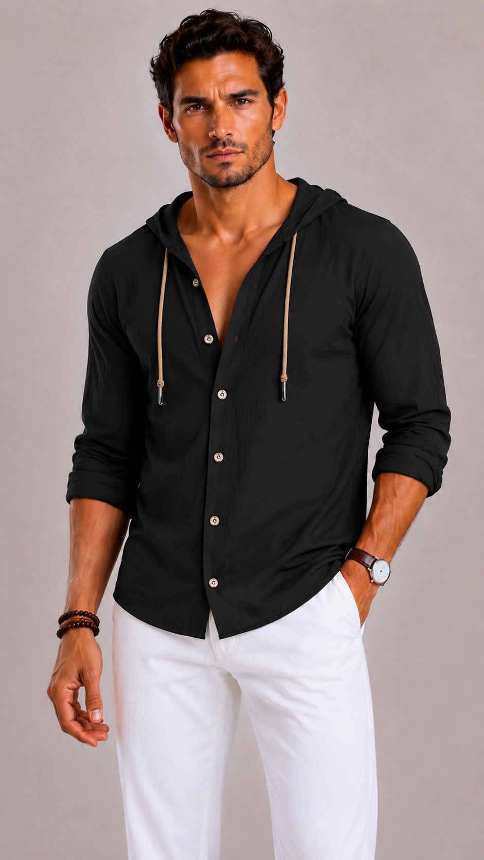 Camicia Uomo con Cappuccio e Coulisse | Bella di Roma