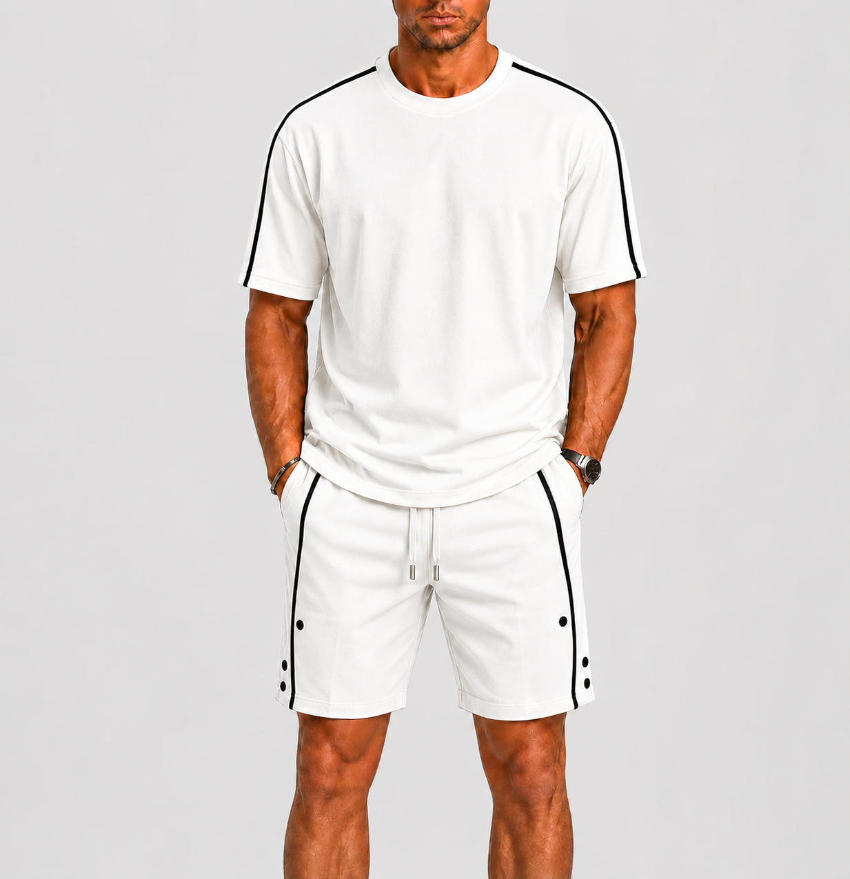 Completo estivo uomo con t-shirt oversize – variante di colore | Bella di Roma