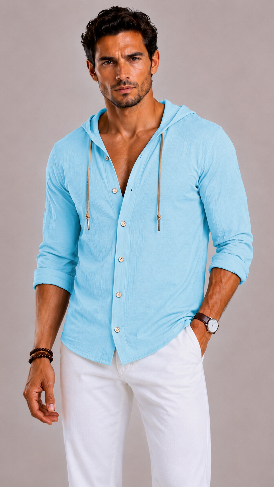Camicia Uomo con Cappuccio e Coulisse | Bella di Roma