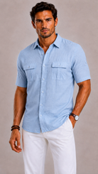Camicia Uomo a Maniche Corte con Doppie Tasche sul Petto | Bella di Roma