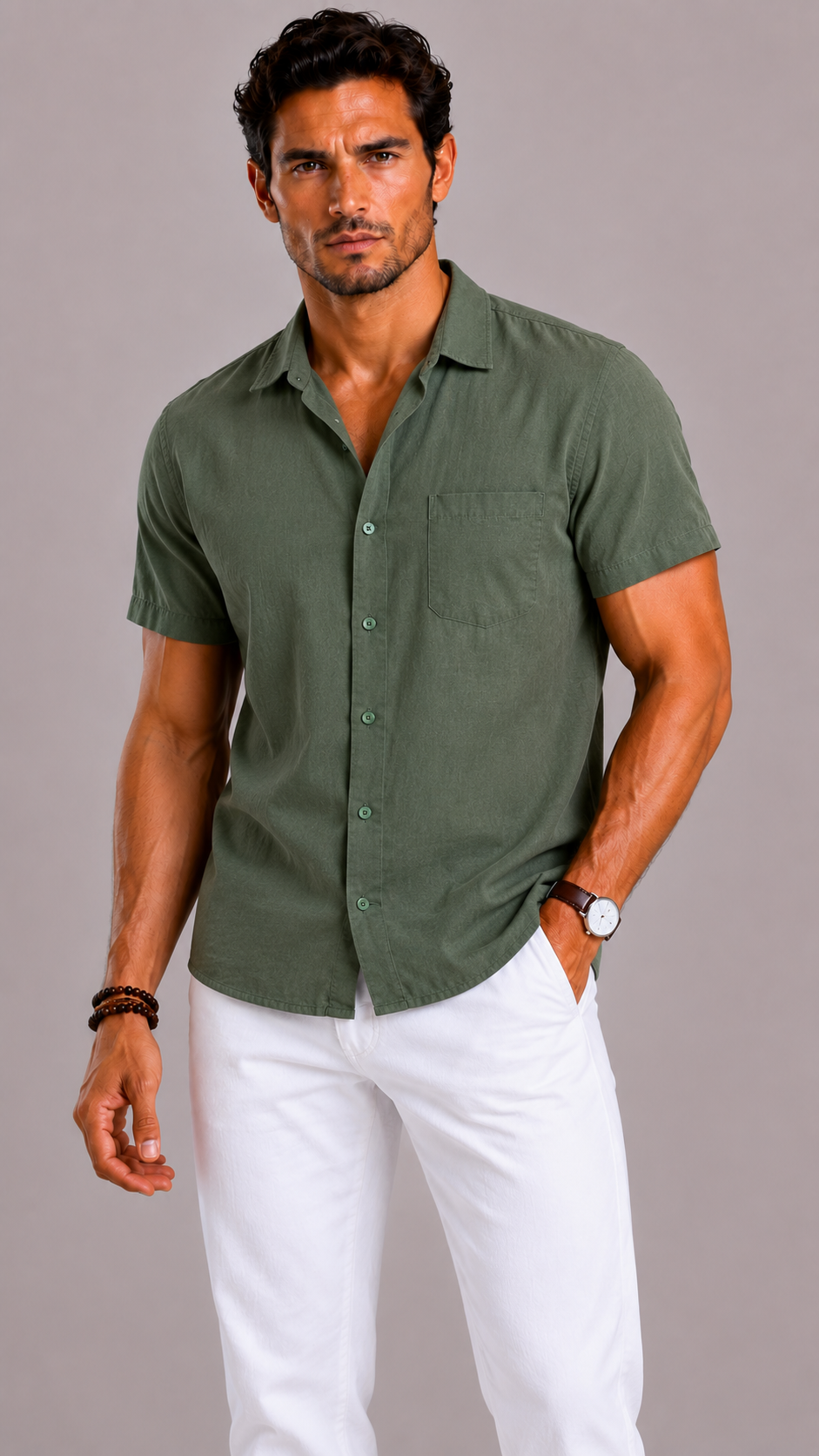 Camicia Estiva Uomo in Lino a Maniche Corte | Bella di Roma