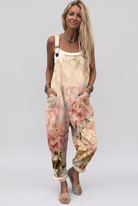 Salopette Primaverile Floreale Beige – vista frontale | Bella di Roma