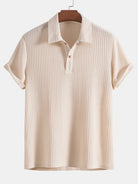 Polo da uomo in maglia waffle con colletto e bottoni