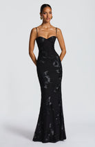 Abito maxi Mirelle corsetto nero Bella di Roma – vista frontale