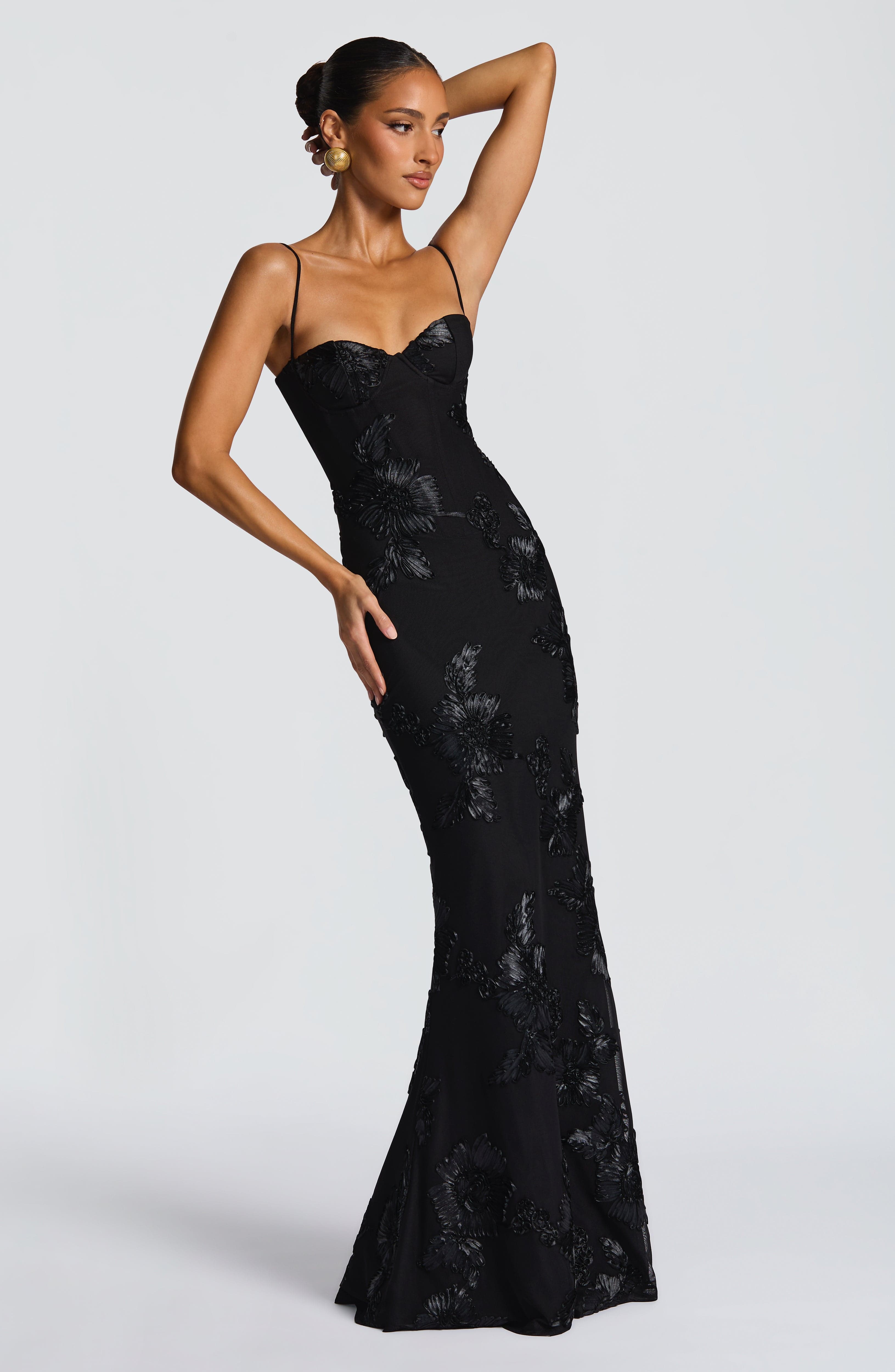 Abito maxi Mirelle nero Bella di Roma – look cena elegante