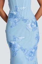 Abito maxi Mirelle blu ghiaccio Bella di Roma – gonna svasata