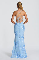 Abito maxi Mirelle blu ghiaccio Bella di Roma – silhouette elegante