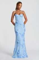 Abito maxi Mirelle corsetto blu Bella di Roma – vista frontale