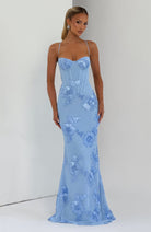 Abito maxi Mirelle blu ghiaccio Bella di Roma – look serata elegante