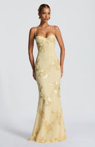 Abito maxi Mirelle limone Bella di Roma – vista frontale
