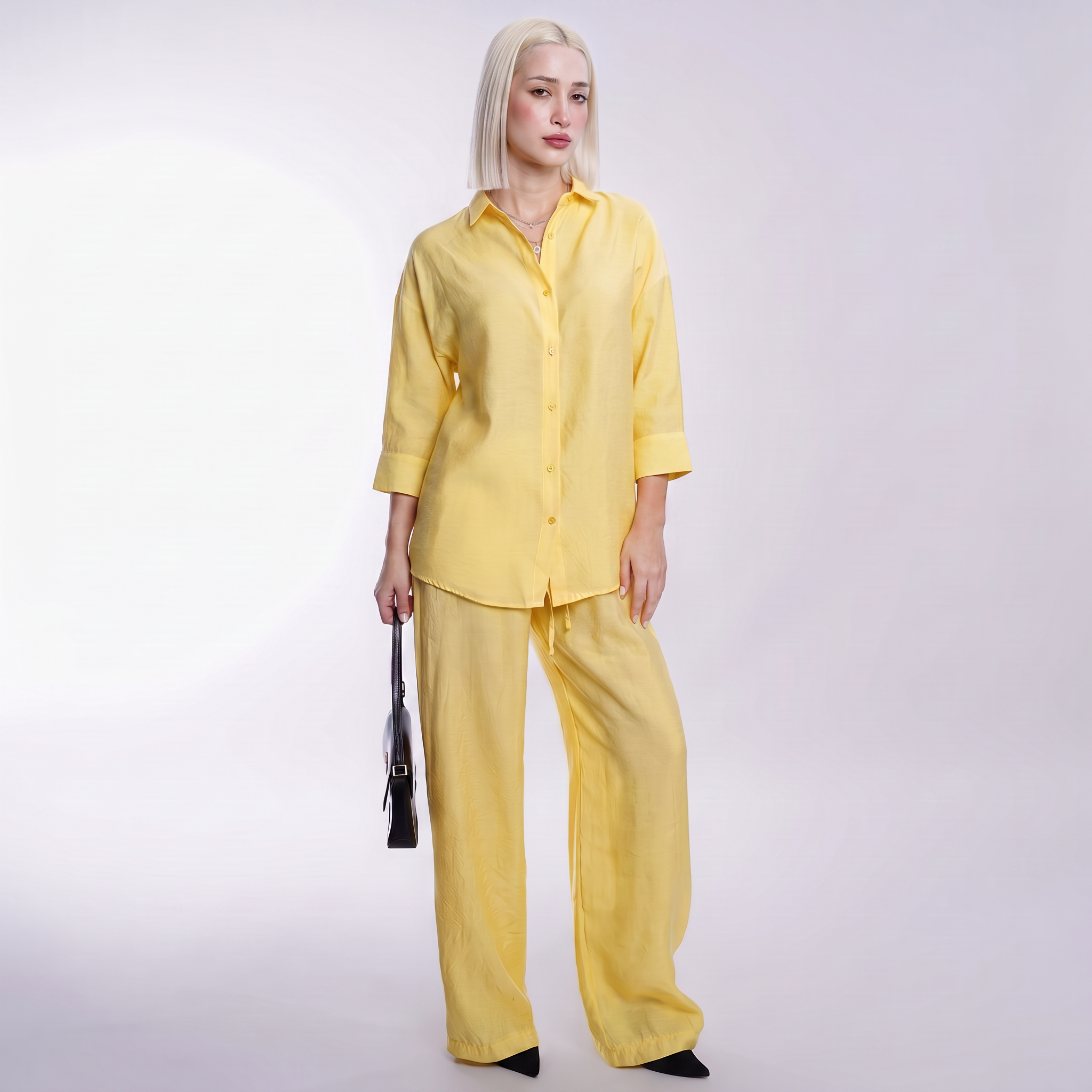 Completo Lino Camicia Oversize e Pantalone a Palazzo | Bella di Roma