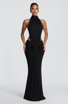 Abito maxi Josephine collo alto nero Bella di Roma – taglia XS