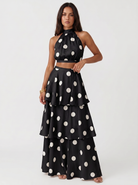 Completo due pezzi a pois Lucía nero con pois avorio | Bella di Roma